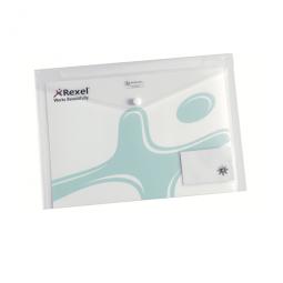 Rexel Ice Popper Wallets A4 Clear with Front Business Card Pocket Pack of 5