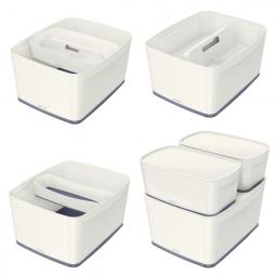 Leitz MyBox Large with lid Storage Box 18 litre White/Grey Pack of 4