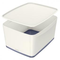 Leitz MyBox Large with lid Storage Box 18 litre White/Grey Pack of 4