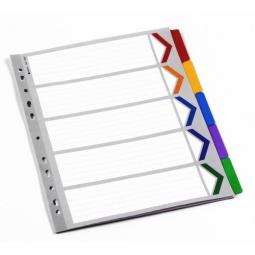 Rexel Mylar A4+ Dividers Extra Wide 5 Part White/Multicolour Pack of 10