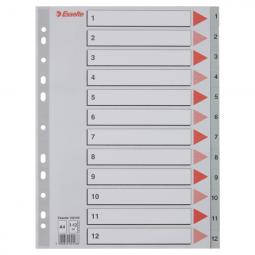 Esselte Polypropylene 1-12 Part Indices A4 Grey Pack of 10