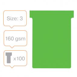 Nobo T-Cards Tab Size 3 Green Pack of 100 X 5 packs