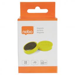 Nobo Whiteboard Coloured Magnets 38mm Yellow Pack of 10