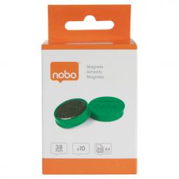 Nobo Whiteboard Coloured Magnets 38mm Green Pack of 10