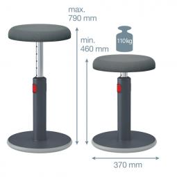 Leitz Ergo Cosy Active Sit Stand Stool 2 in1 Velvet Grey