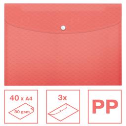 Esselte Colour Breeze A4 Document Wallet Polypropylene Coral Pack of 3