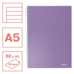 Esselte Colour Breeze A5 Notebook lined wirebound Lavender