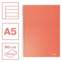 Esselte Colour Breeze A5 Notebook lined wirebound Coral