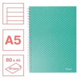 Esselte Colour Breeze A5 Notebook lined wirebound Green