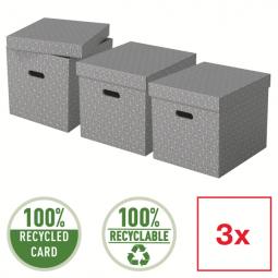 Esselte Storage Box Home Size Cube Grey Pack of 3