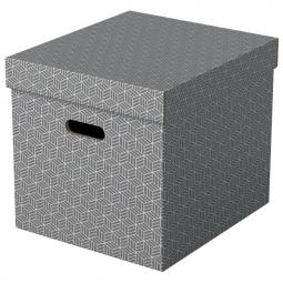 Esselte Storage Box Home Size Cube Grey Pack of 3