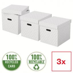 Esselte Storage Box Home Size Cube White Pack of 3