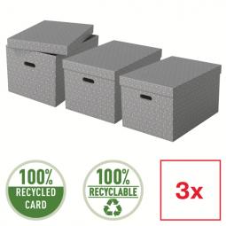 Esselte Storage Box Home Size Large Grey Pack of 3