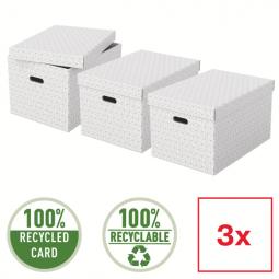 Esselte Storage Box Home Size Large White Pack of 3