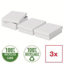 Esselte Storage Box Home Size Medium Low White Pack of 3