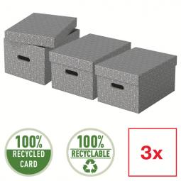 Esselte Storage Box Home Size Medium Grey Pack of 3