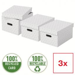 Esselte Storage Box Home Size Medium White Pack of 3