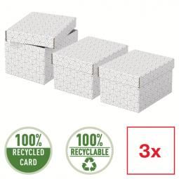 Esselte Storage Box Home Size Small White Pack of 3