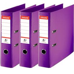 Esselte No.1 Lever Arch File 75mm Polypropylene Violet Pack of 3