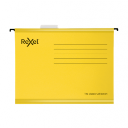 Rexel Classic Foolscap Suspension Files 15mm V base Yellow Pack of 25