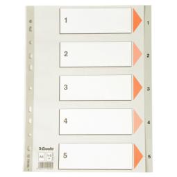 Esselte Polypropylene 1-5 Part A4 Indices Grey Pack of 20