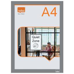 Nobo Self-adhesive Magnetic Poster Frame A4 Silver Pack of 2