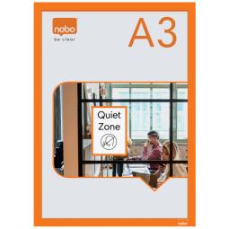 Nobo Self-adhesive Magnetic Poster Frame A3 Orange Pack of 2