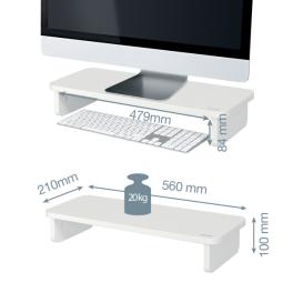 Leitz Ergo Monitor Stand For Desktop & Laptop, 24 Inch Monitor Screens White