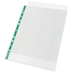 Esselte Green Spine Punched Pockets A4 Top Opening - Embossed. Pack 500
