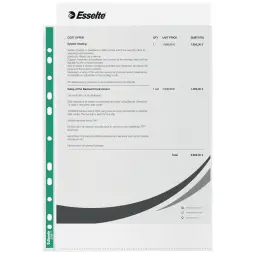 Esselte Green Spine Punched Pockets A4 Top Opening - Embossed. Pack 500