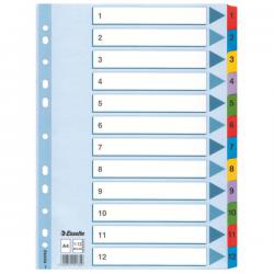 Esselte Mylar 1-12 Part Dividers A4 Multi-Coloured Pack of 10