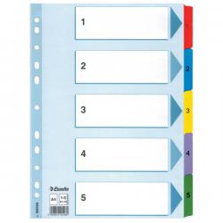 Esselte Mylar 1-5 Part Dividers A4 Multi-Coloured Pack of 20