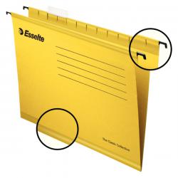 Esselte Classic Reinforced Suspension File Foolscap Yellow Pack of 25