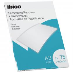 Ibico Gloss A3 Laminating Pouches 150 Micron Crystal clear Pack of 100