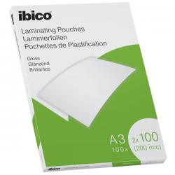 Ibico Gloss A3 Laminating Pouches 200 Micron Crystal clear Pack of 100