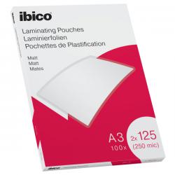 Ibico Matt A3 Laminating Pouches 250 Micron Clear Pack of 100