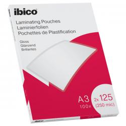 Ibico Gloss A3 Laminating Pouches 250 Micron Crystal clear Pack of 100