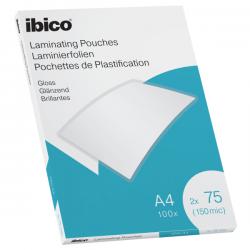 Ibico Gloss A4 Laminating Pouches 150 Micron Crystal clear Pack of 100