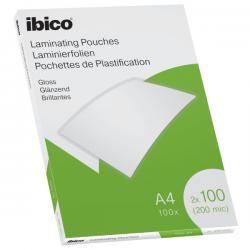 Ibico Gloss A4 Laminating Pouches 200 Micron Crystal clear Pack of 100