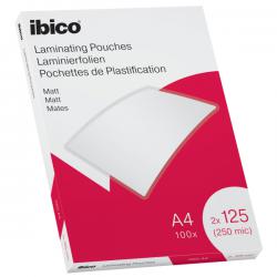 Ibico Matt A4 Laminating Pouches 250 Micron Clear Pack of 100