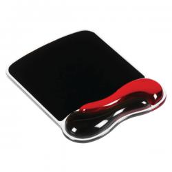 Kensington Duo Mouse Mat Pad With Wrist Rest Gel Wave Red And Black