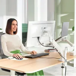 Leitz Ergo Space Saving Dual Monitor & Laptop Arm