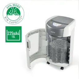 Leitz IQ OptiMax Home Office 225 Micro Cut Paper Shredder Security P5 15L - White