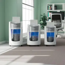 Leitz IQ OptiMax Home Office 225 Micro Cut Paper Shredder Security P5 15L - White