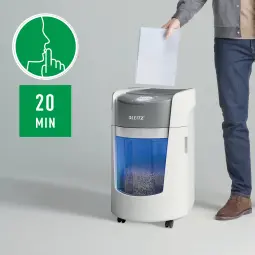 Leitz IQ OptiMax Small Office 350 Micro Cut Paper Shredder Security P5 22L - White
