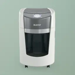 Leitz IQ OptiMax Small Office 350 Micro Cut Paper Shredder Security P5 22L - White