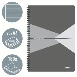 Leitz Notebook Office PP A4 Ruled Assorted - Outer Carton of 5