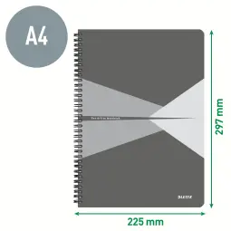 Leitz Office Notebook A4 squared, wirebound with cardboard cover - Outer carton of 5