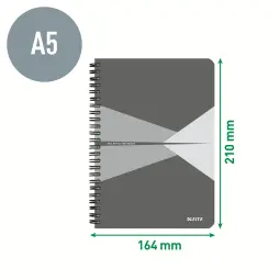 Leitz Office Notebook A5 ruled, wirebound with cardboard cover - Outer carton of 5