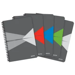 Leitz Office Notebook A5 ruled, wirebound with cardboard cover - Outer carton of 5